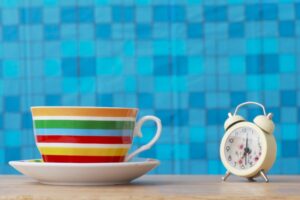 Stock Photo: Colorful of cup soup on wood background.